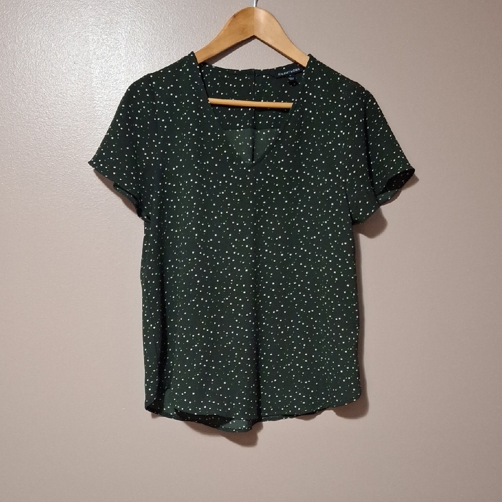 41 Hawthorn Dark Green Blouse with White Dots